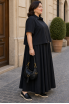 Черный комплект жакет и сарафан из котона plus size